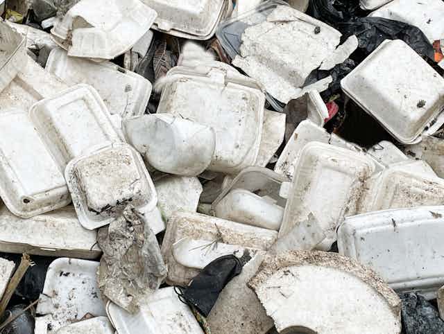 Discarded white containers