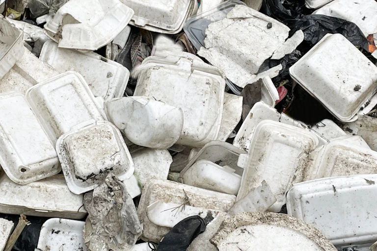 Discarded white containers
