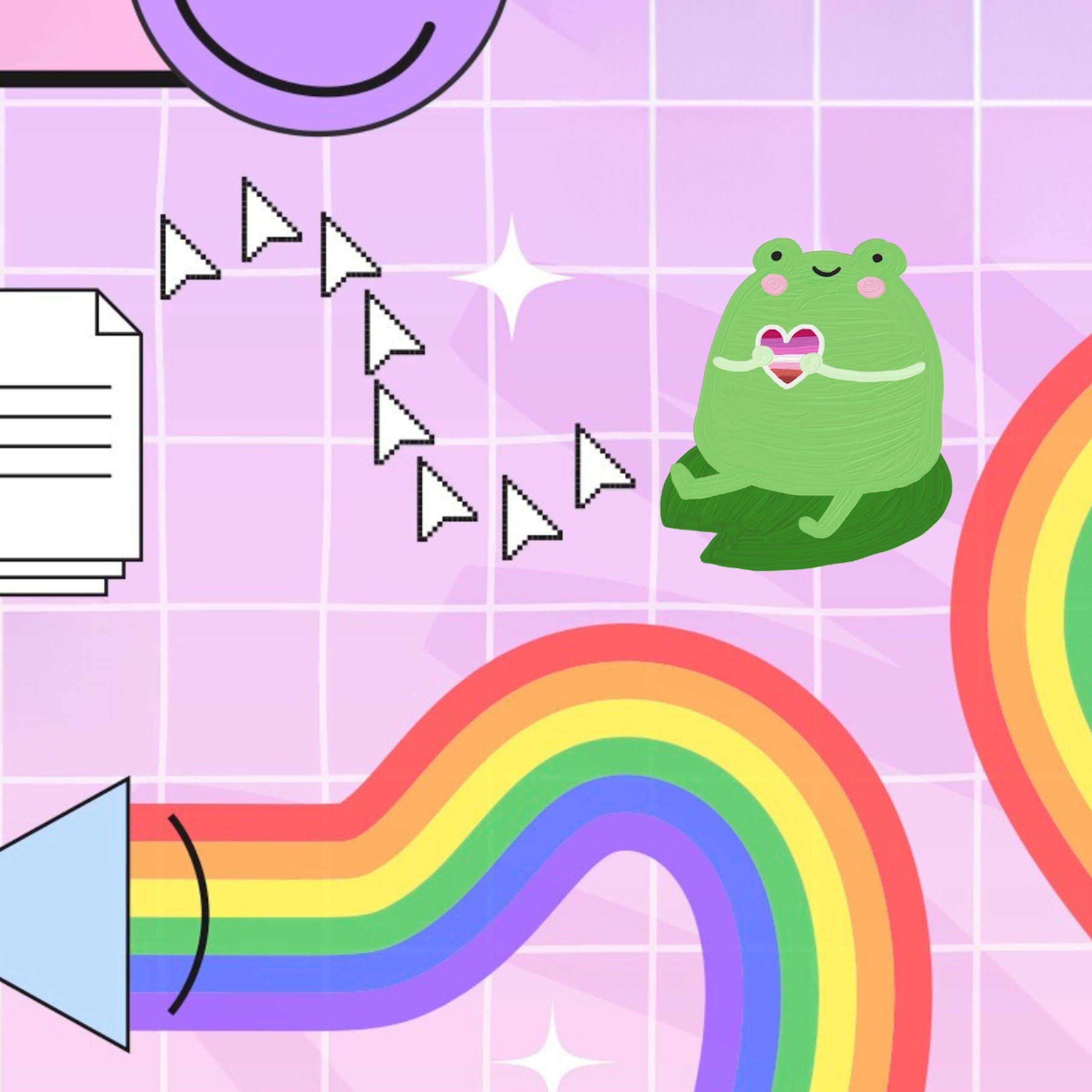 Queer internet symbols collaged together