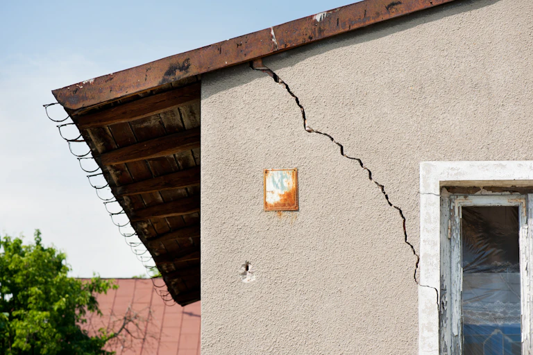 Une maison fissurée.