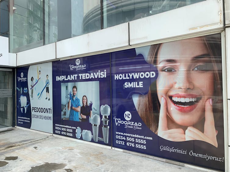 Billboard advertising a dental clinic in Turkey