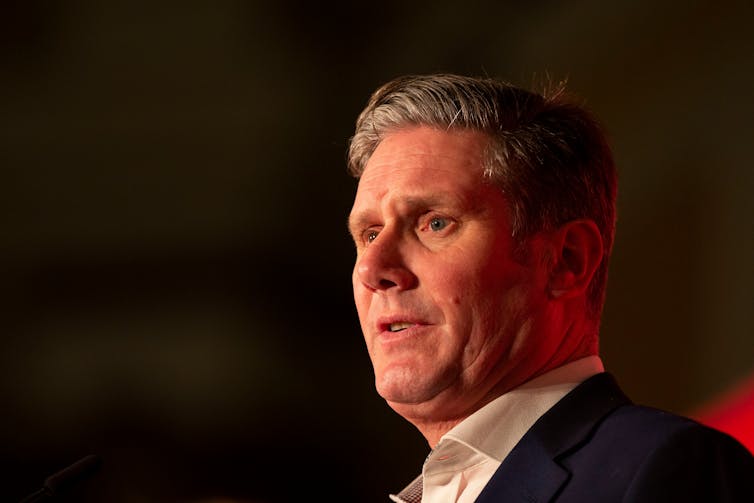 Close up of Keir Starmer speaking at a conference