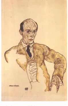 Line-type drawing of a man in a suit.