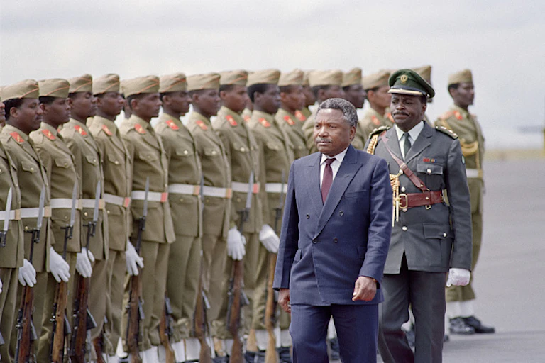 A picture of former Tanzanian President Ali Hassan Mwinyi on July 24, 1987 at the OAU meeting in Addis-Ababa, Ethiopia.