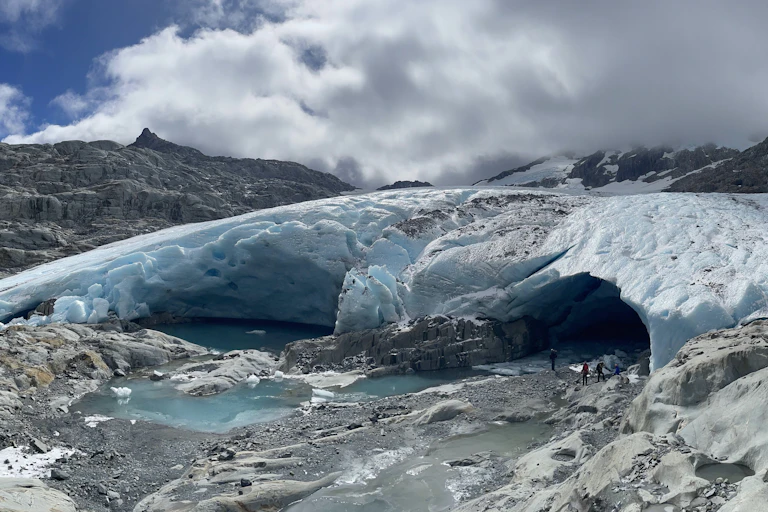 Exposed bedrock at the terminus of Brewster Glacier, Mt Aspiring National Park, New Zealand