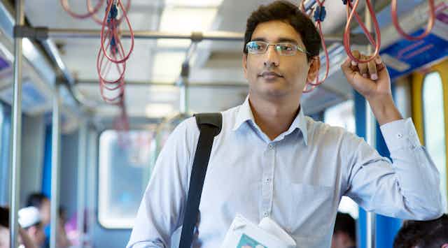 Man worries on train