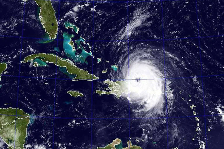 Vue satellite d'un ouragan dans les Caraïbes