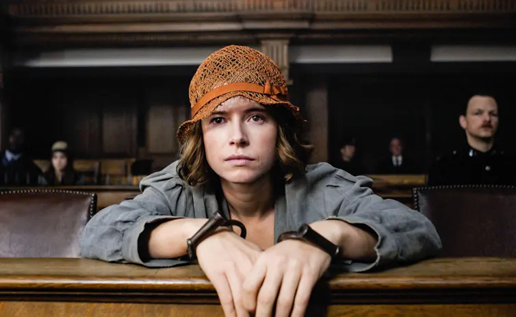 Jessie Buckley as Rose Gooding in Wicked Little Letters.