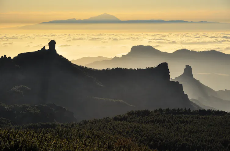 Cumbres con pinares.