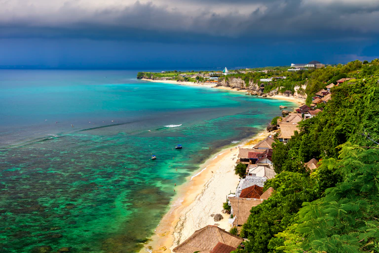 bali beach with thunderstorm