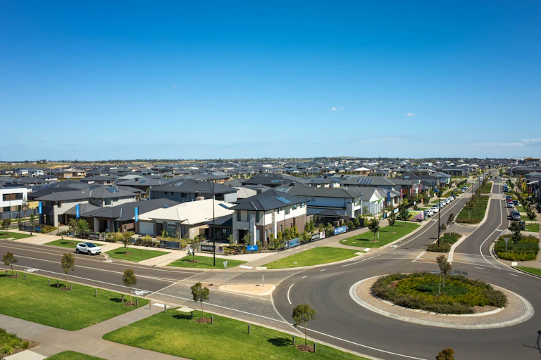 suburban block of new homes