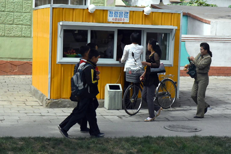 A small shop run by and serving women in North Korea.