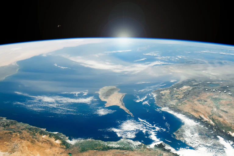A satellite image showing dust over Cyprus and the Mediterranean.