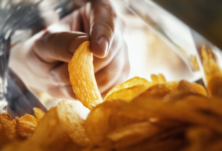 Person gets chip out of packet