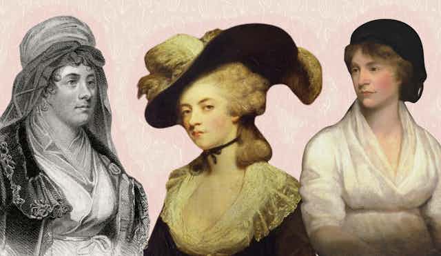 Three paintings of 18th century women