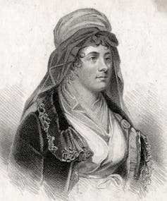 Portrait of Charlotte Smith in black and white.