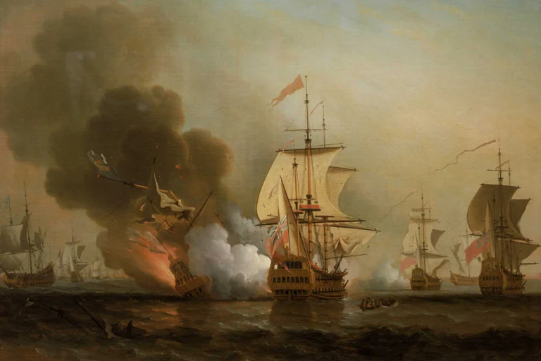 a painting showing the moment the San José was blown up.