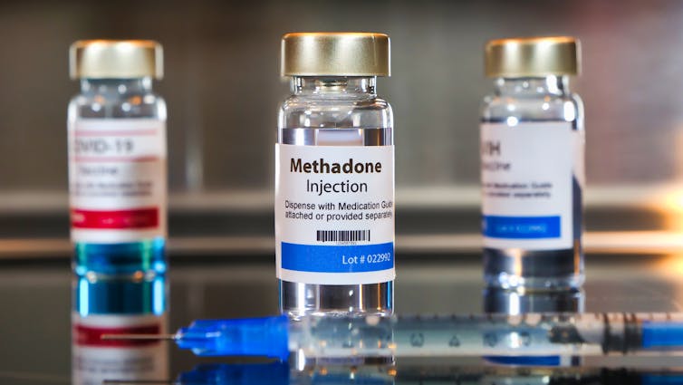 Three vials of methadone.