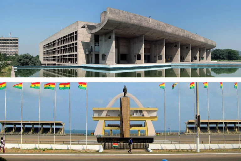 The Legislative Assembly/Chandigarh-Duncid and Independence Square in Ghana.