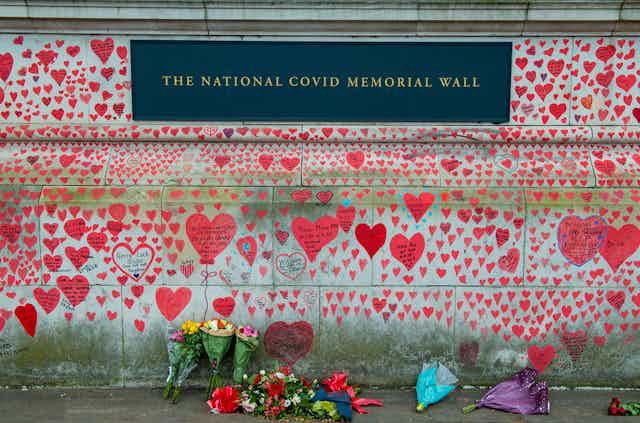 The national COVID memorial wall in London, England