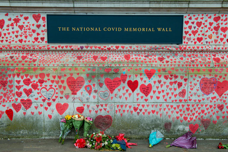 The national COVID memorial wall in London, England