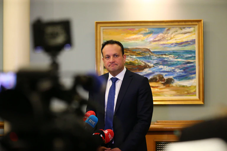 Leo Varadkar speaking into a TV camera.