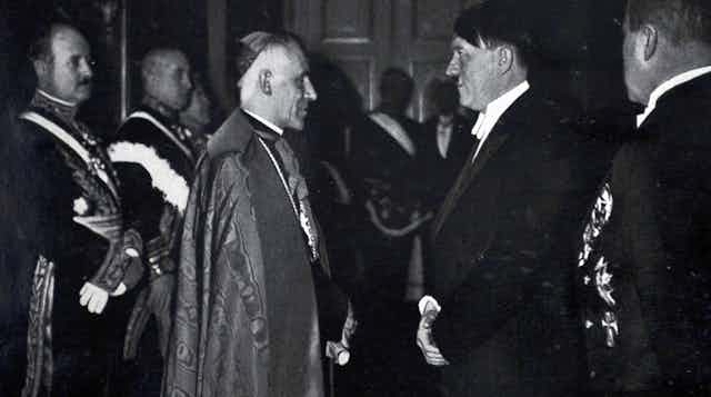 German chancellor Adolph Hitler meeting Cesare Orsenigo, the papal nuncio to Germany, in 1935
