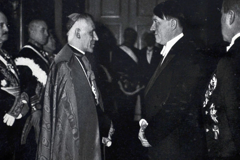 German chancellor Adolph Hitler meeting Cesare Orsenigo, the papal nuncio to Germany, in 1935