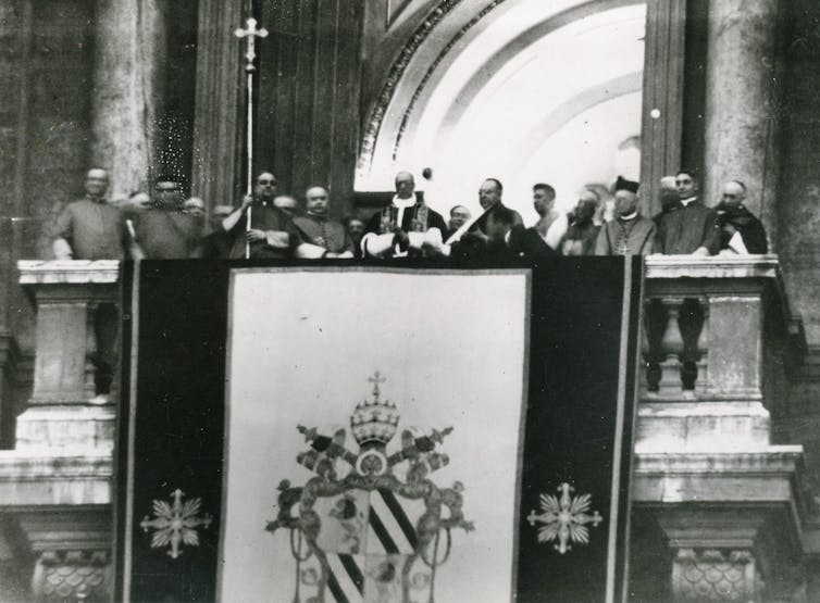 Pope Pius XII appears on the balcony at St Peters after his election on March 2 1939.