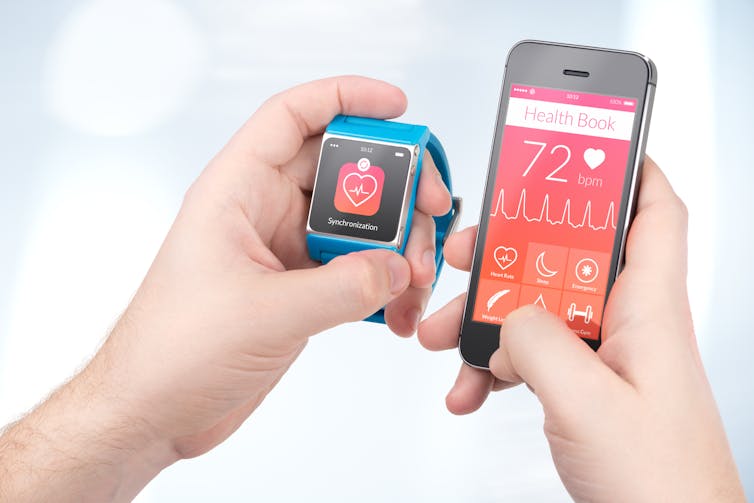 Smart watch and smart phone.