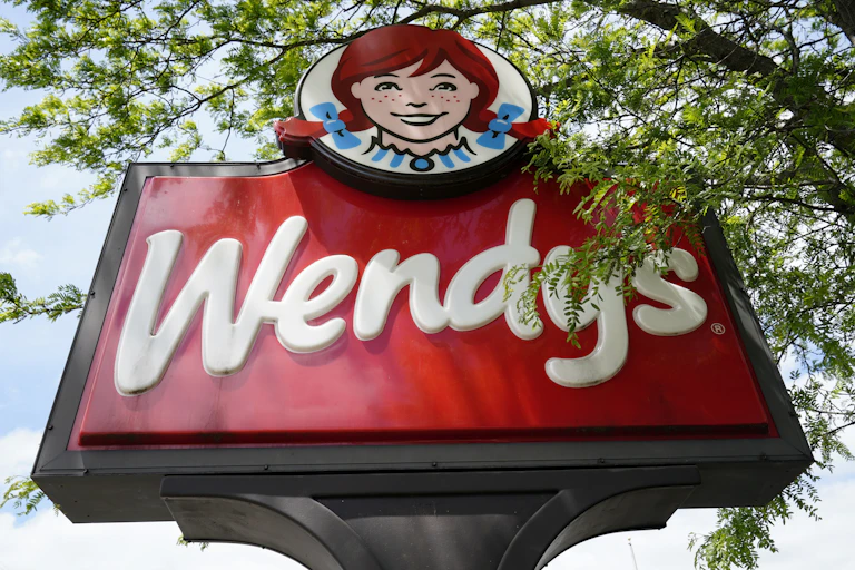 A Wendy's sign is seen outside a restaurant in Brookhaven, Pennsylvania.