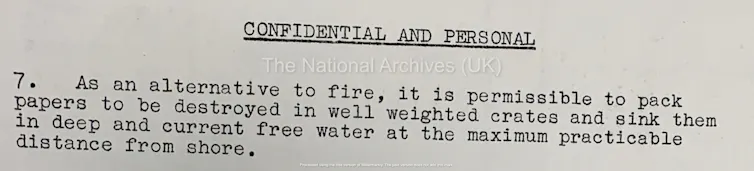 Part of a document detailing