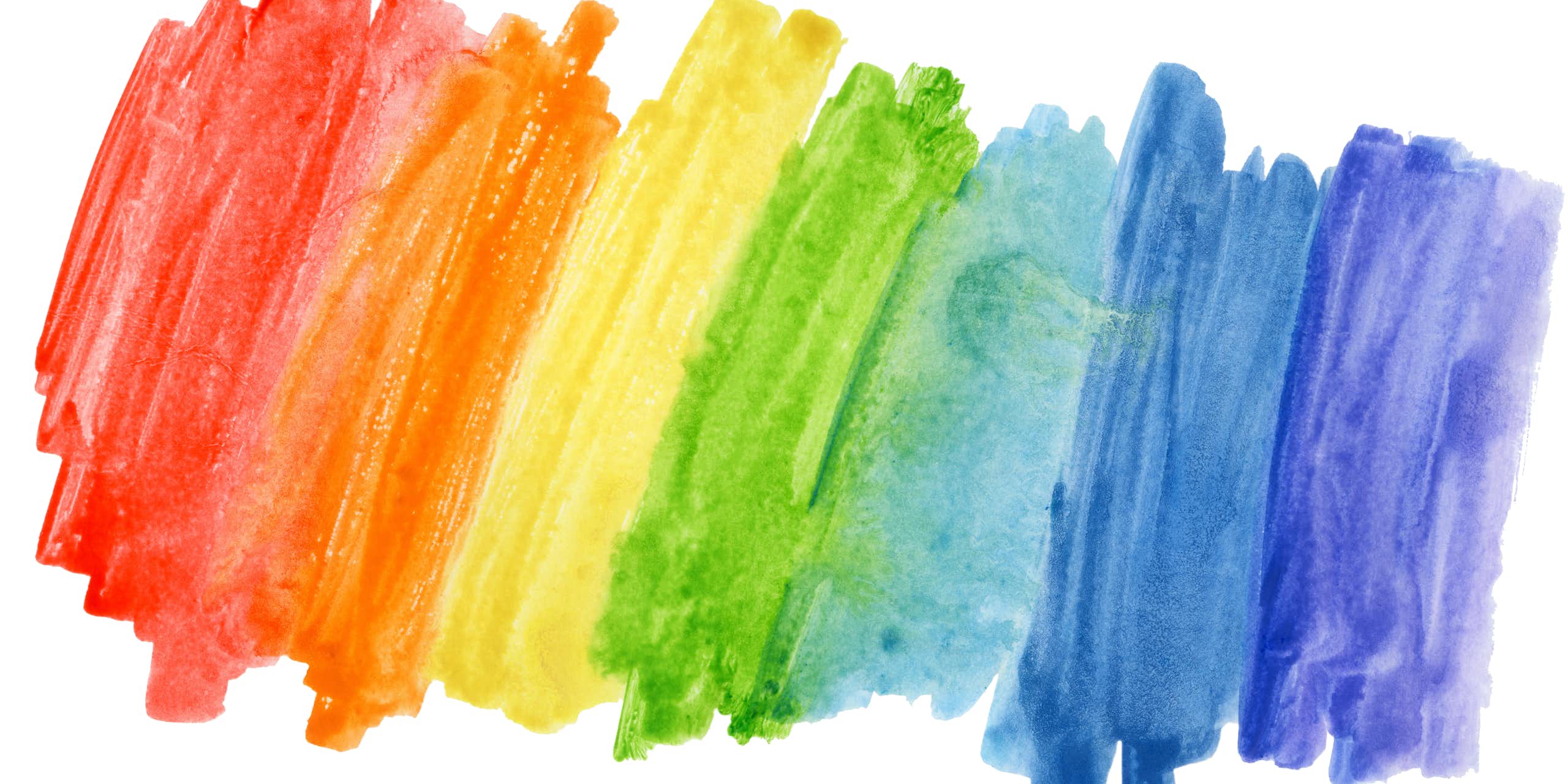 Watercolour stripes in the colours of the Pride flag