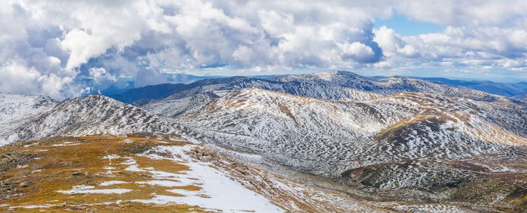 a panoramic view of the Australian Alps covered in snow