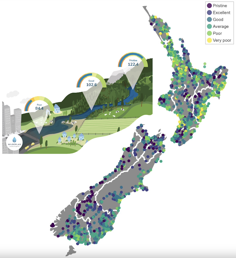 An infographic that shows TICI scores across New Zealand.