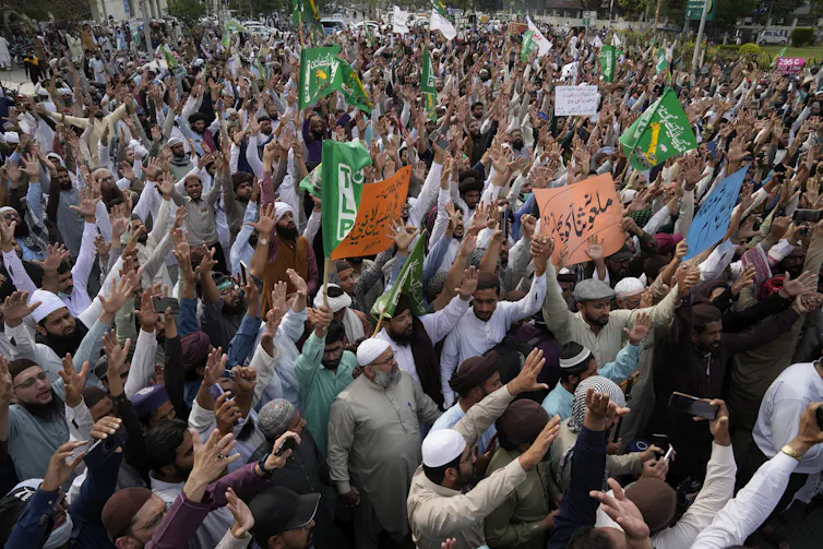 A group of people at a protest.