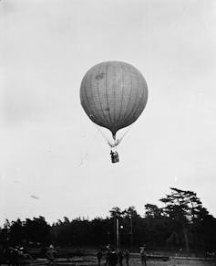 black and white photograph of a balloon.