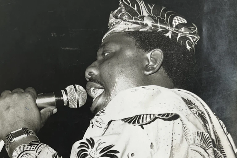A man with a microphone