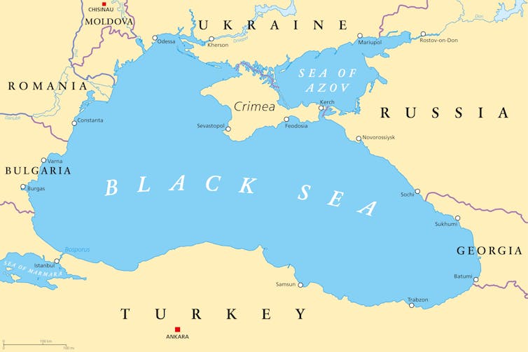 Map of Black Sea.
