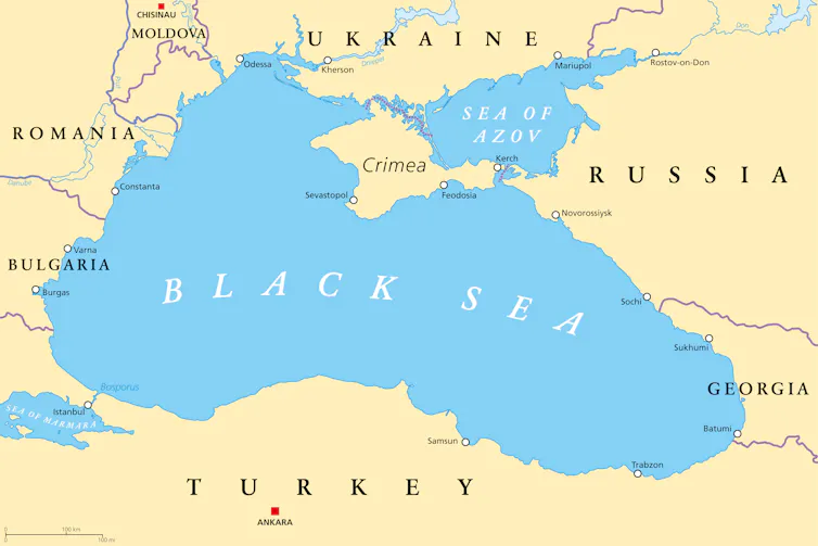 Map of Black Sea.