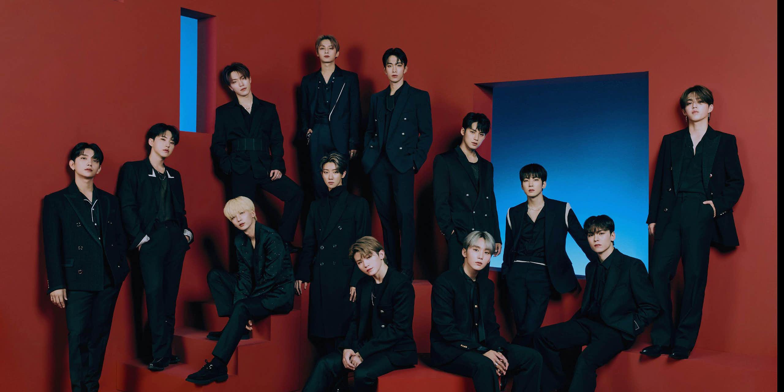 The 17 members of the K-pop band SEVENTEEN.