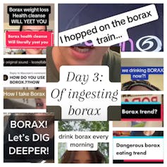 Collage of quotes about drinking borax