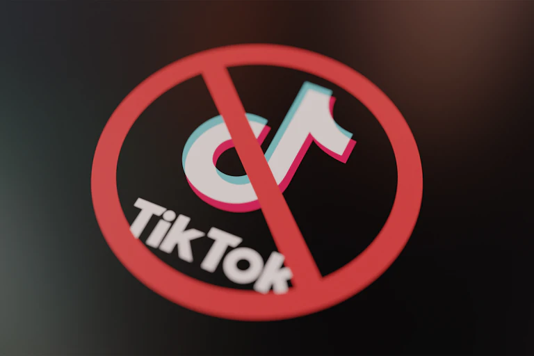the tiktok logo with a red circle and a line going through it