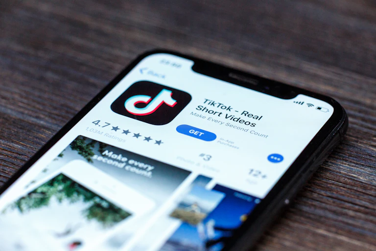 a mobile phone screen showning the tiktok page on the Apple app store