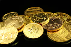 A collection of Canadian gold coins on a black background.