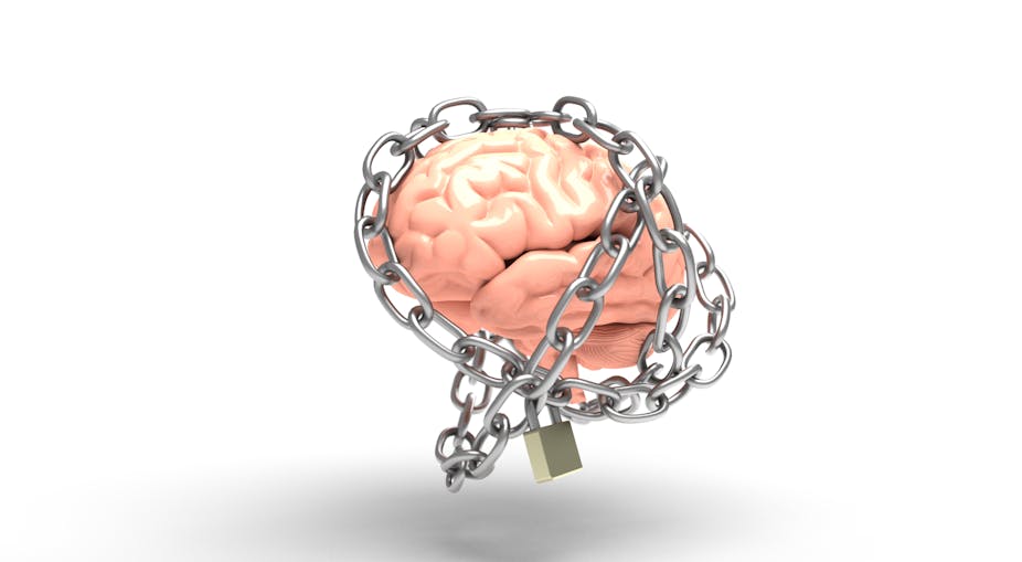 An image of a brain locked in chains