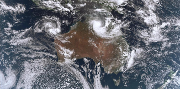 satellite image of cloud over Australia from the Japanese Himawari-8 satellite