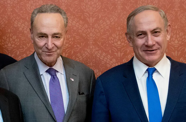 US senate majority leader Chuck Schumer and Israeli prime minister Benjamin Netanyahu