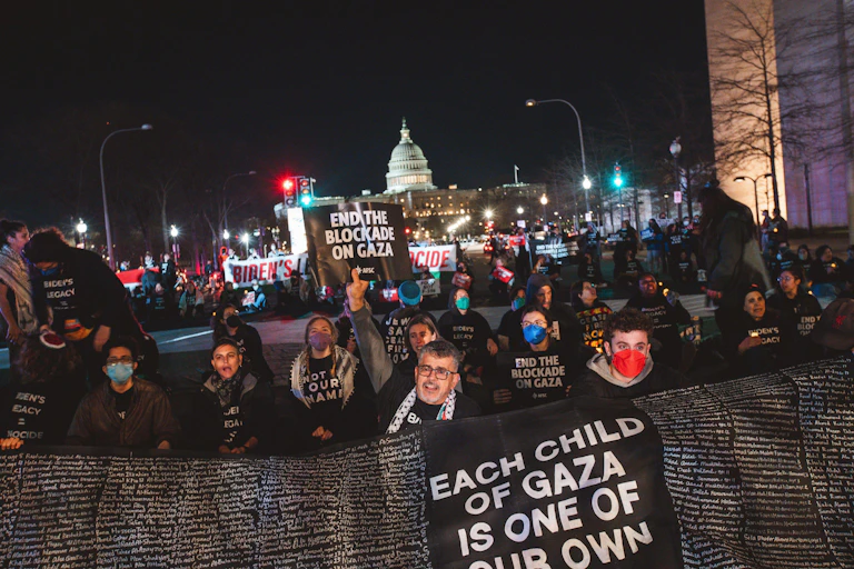 Protesters in Washington call for a ceasefire in Gaza.