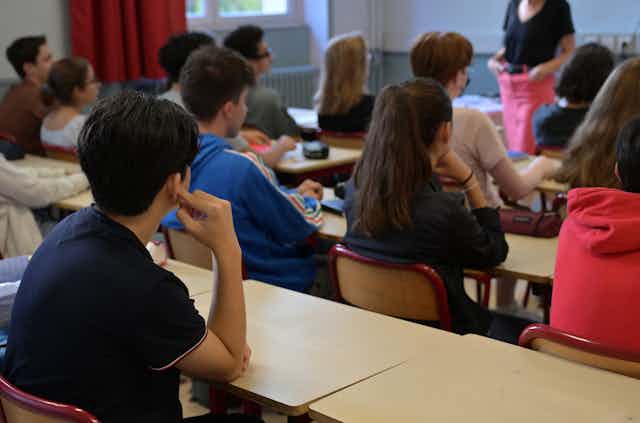  une salle de classe du lycée Victor-Duruy à Paris, le 4 septembre 2023